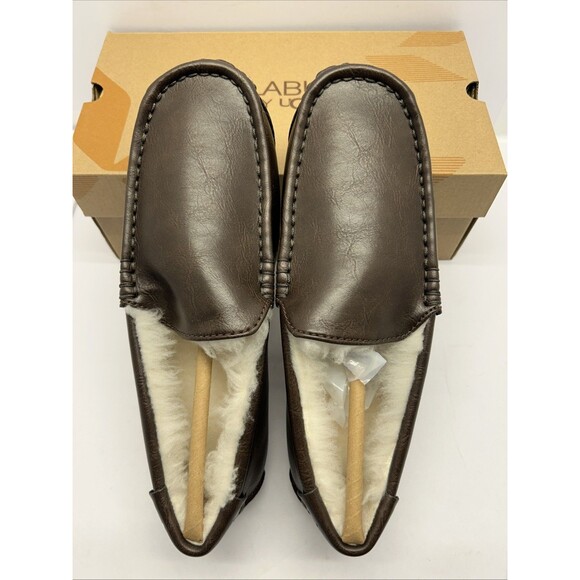 Koolaburra By Ugg Tipton Smooth Leather Dark Brown Faux Fur Men Slipper SZ 9 NEW - Picture 2 of 10